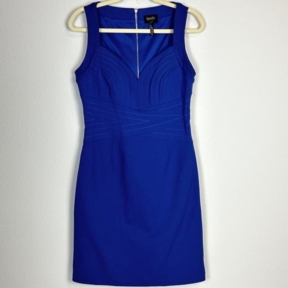 Laundry by Shelli Segal Blue Sleeveless Exposed Zipper Sheath Dress 8